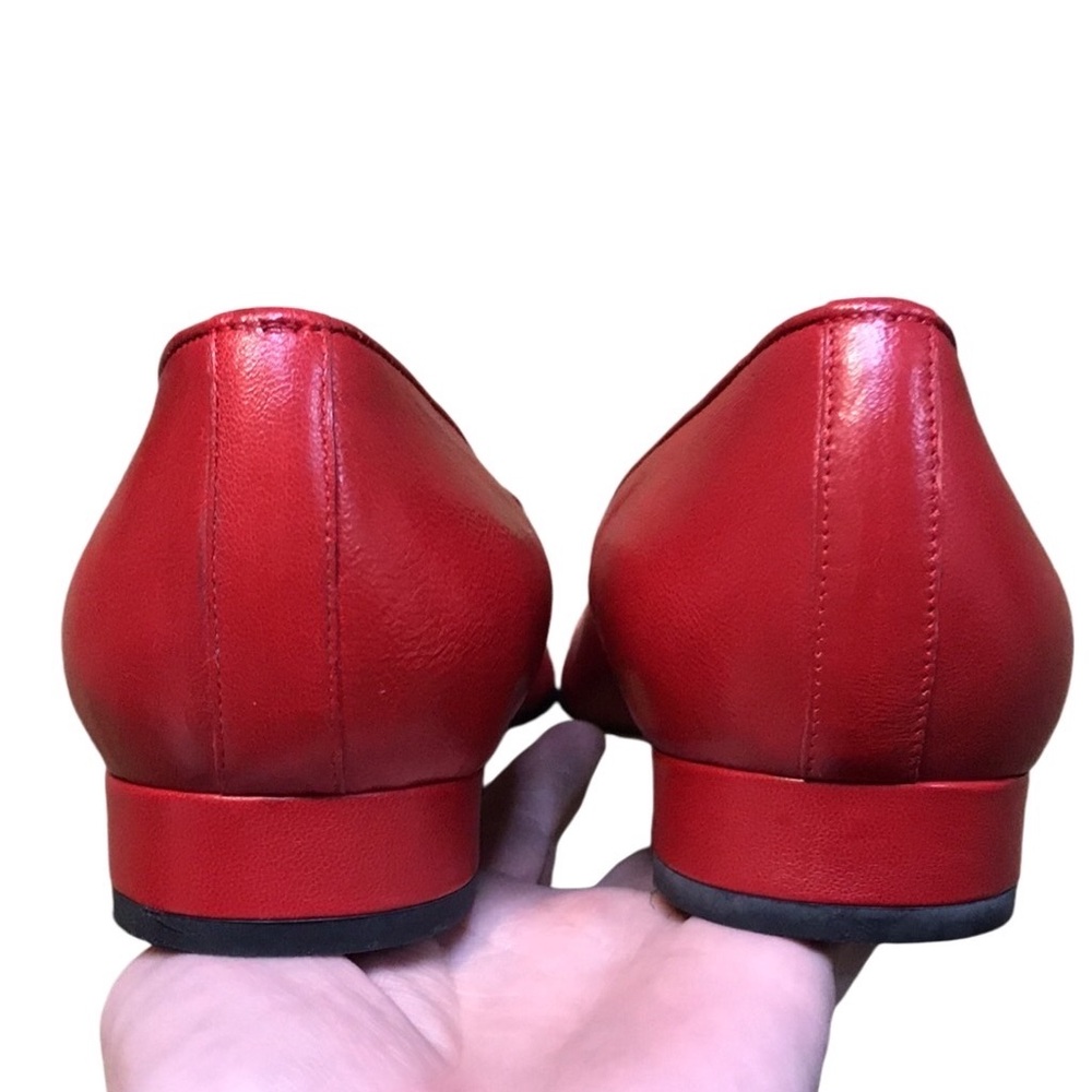 Vaneli Red Leather Ballet Flat with Low Heel - Picture 6 of 10